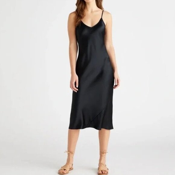 Quince Dresses & Skirts - Quince 100% Washable Silk Midi Slip Dress Black Size XL